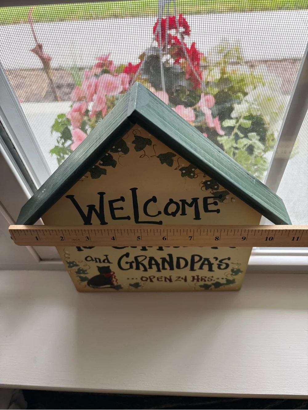 Welcome to Grandma and Grandpa's Decorative House Sign Yellow Green Wood